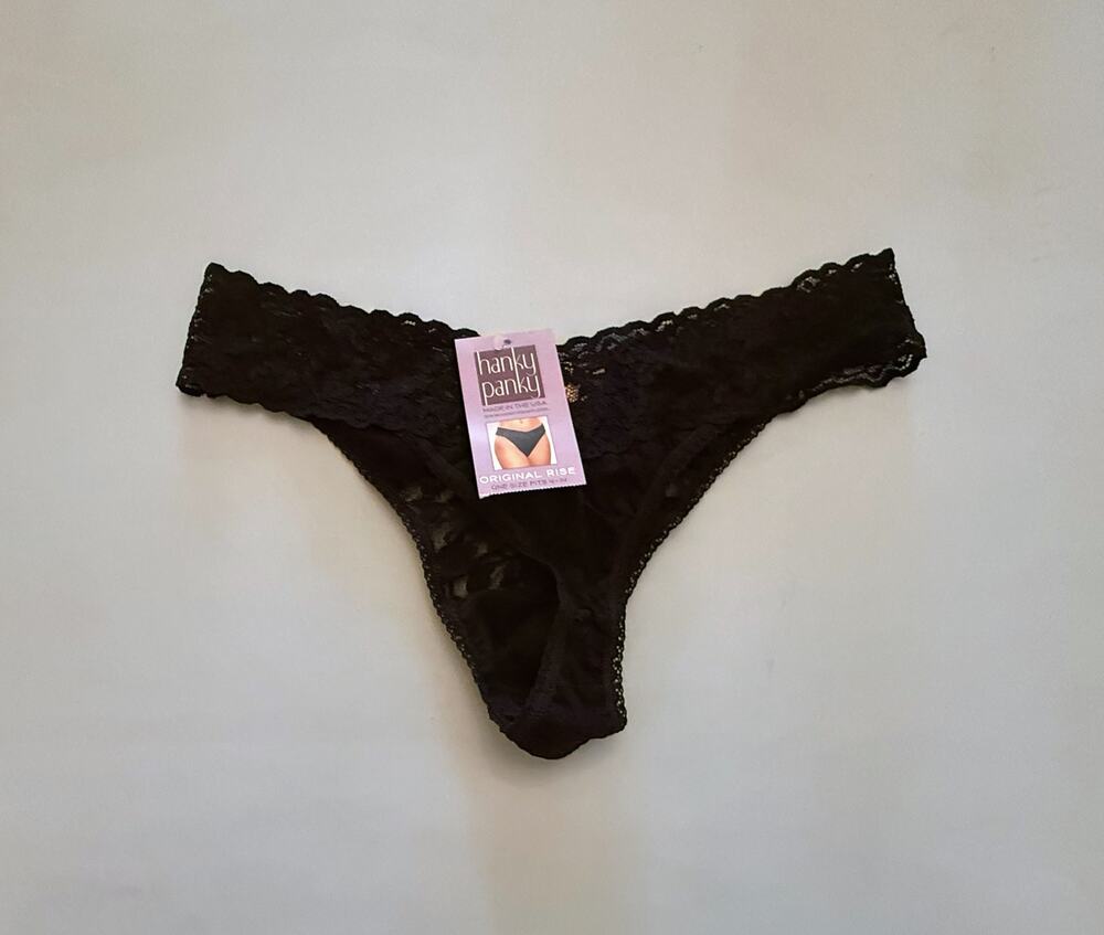 NWT Hanky Panky Signature Lace Original Rise Thong Black OS